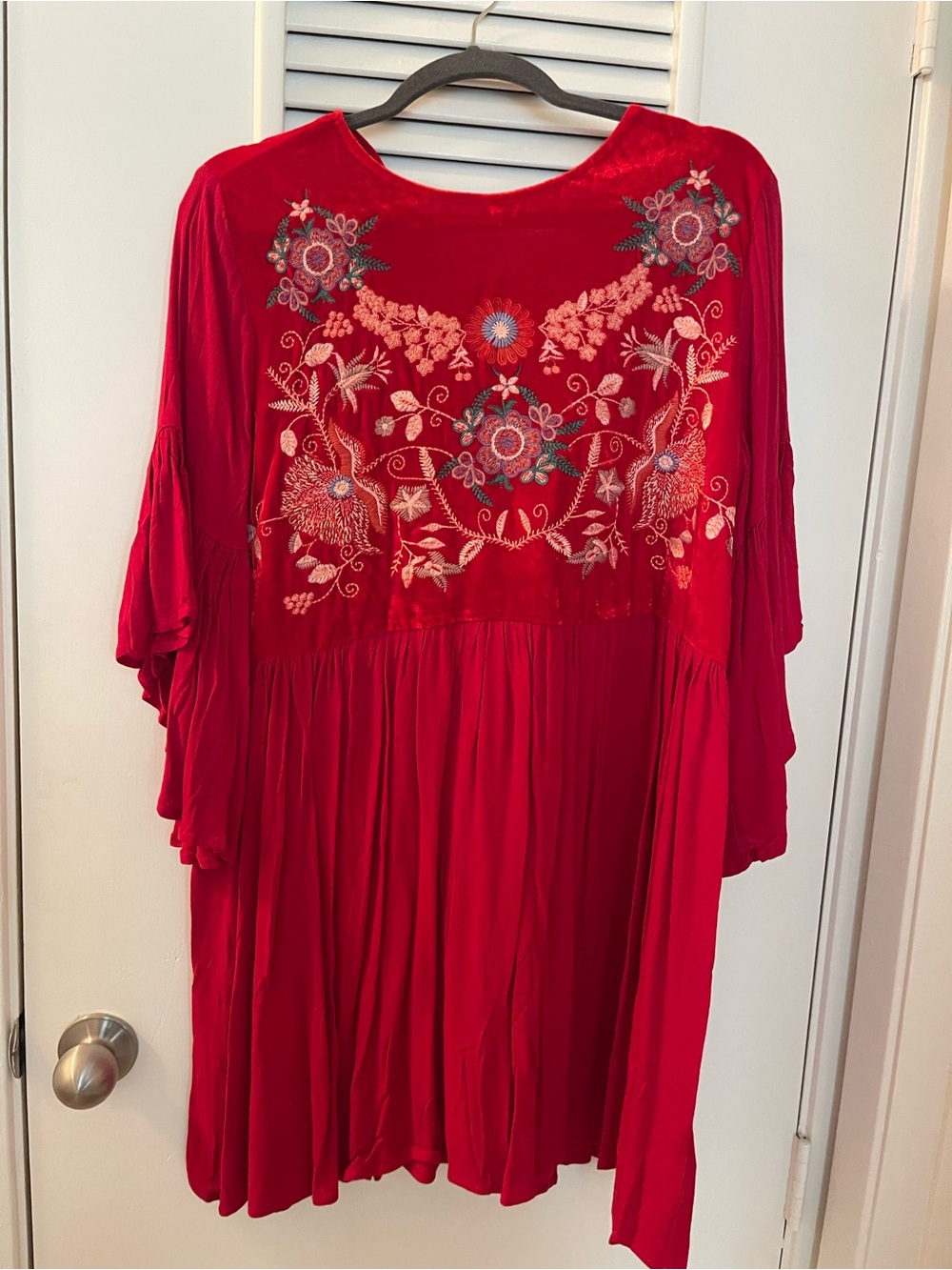 Umgee Red Embroidered Boho Midi Dress